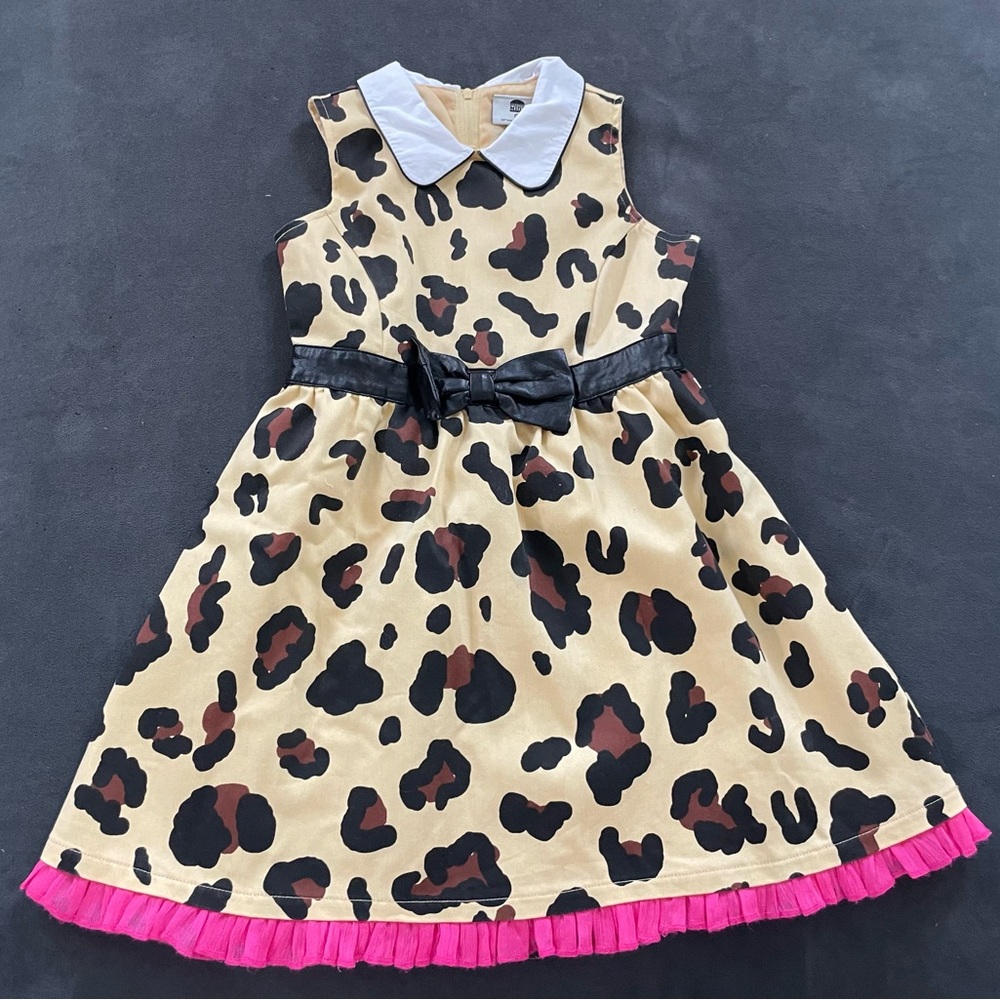 Leopard Print Dress with Pink Trim
